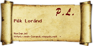 Pék Loránd névjegykártya
